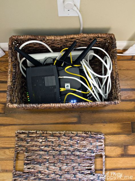 When we moved into this house we set up our Internet connection in the easiest spot for the Charter Internet guy, which was in the basement.  It worked great.(...) Hiding Cords, Hide Electronics, Hide Router, Hide Cable Box, Tv Cords, Hiding Ugly, Hide Cords, Internet Router, Hide Cables