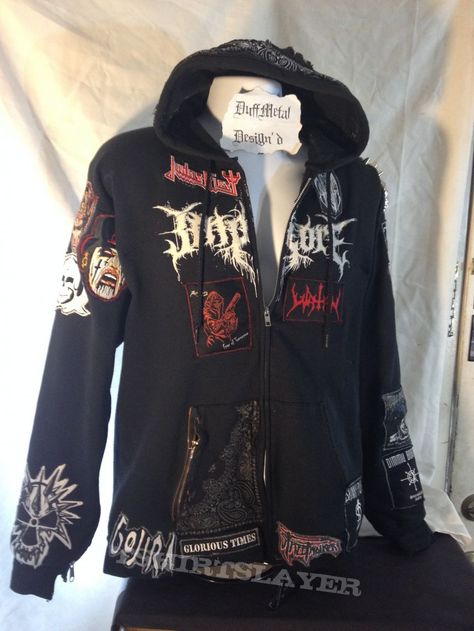 Duffy's Personal Battle Hoodie Punk Patch Hoodie, Punk Hoodie Diy, Crust Hoodie, Hoodie Patches, Hoodie With Patches, Alt Clothes Diy, Alt Hoodie, Emo Hoodie, Diy Hoodie