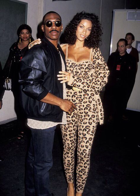 Eddie & Nicole Murphy Nicole Mitchell Murphy, Black Celebrity Couples, Nicole Murphy, Vintage Black Glamour, Eddie Murphy, Black Hollywood, Black Celebrities, 90s Fashion Outfits, Fashion Line