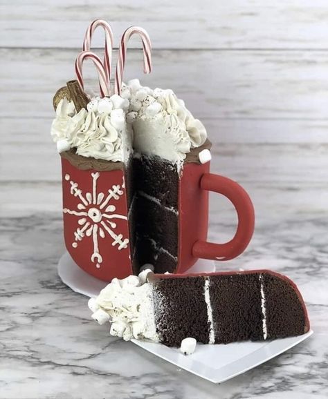 Hot Chocolate Mug Cake, Basic Chocolate Cake, Chocolate Santa, Christmas Cake Designs, Christmas Hot Chocolate, Chocolate Mug Cakes, Birthday Cake Chocolate, Moroccan Food, Hot Chocolate Mug