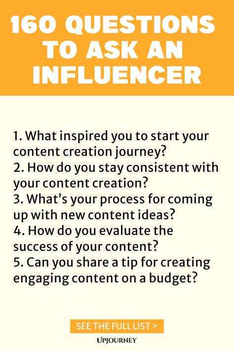 Discover 160 thought-provoking questions to ask an influencer in your next interview, podcast, or collaboration. Engage, inspire and learn from the best in the industry with these insightful conversation starters. Elevate your content creation and network like a pro by diving into meaningful discussions with influencers. Take your interactions to the next level and watch your connections grow exponentially! Questions To Ask On A Podcast, Podcast Questions, Work Etiquette, Content Development, Psychology Terms, Friendship And Dating, Asking The Right Questions, Content Calendar, Life Questions