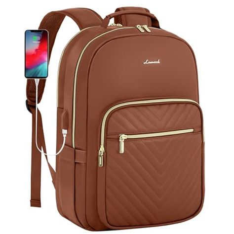 LOVEVOOK Leather Backpack for Women,17.3 inch Leather Laptop Backpack Women Computer Backpack Laptop Bag,Stylish Quilted Travel Backpack Purse Work Bag College Teacher Backpack with USB Port,Brown Teacher Backpack, College Teacher, Leather Bag Design, Bag College, Laptop Backpack Women, Leather Laptop Backpack, Backpack Laptop, Backpack For Women, Computer Backpack