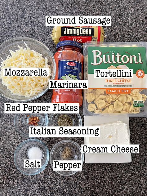 Easy Tortellini Bake, Types Of Pasta Sauce, How To Make Tortellini, Tortellini Casserole, Easy Tortellini, Tortellini Bake, Tiktok Recipes, Ground Sausage, Hearty Meal