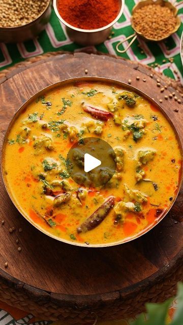 Natasha Gandhi on Instagram: "Pakode vali Kadhi 😍

Here’s a kadhi recipe I love the most! A recipe made at my home almost every weekend, it’s just comfort on a plate with hot rice and Pyaaz 

It’s popular in every Punjabi and Marwadi house, and follow this recipe to get the perfect Dhaba style flavour 

The full recipe is pinned in the comments
So do try and enjoy ♥️

#kadhi #punjabi #rajasthan #marwadi #pakoda #cooking #love #foodie #masterchef #masterchefindia #recipe" Kadhi Recipe, Naan, My Home, Stuff To Do, Comfort Food, Food To Make, Vegetarian Recipes, I Love