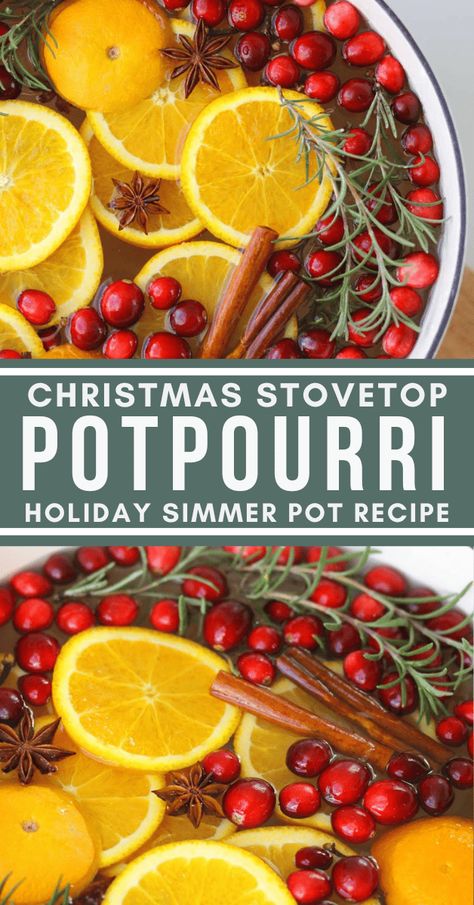 Having this Christmas potpourri recipe simmering in a pot of hot water on the stovetop will make your house smell delicious and festive! Make it fresh or dried to give as gifts! How To Make Potpourri, Holiday Potpourri, Homemade Potpourri, Dried Potpourri, Potpourri Gift, Simmer Pot Recipes, Stove Top Potpourri, Potpourri Recipes, Simmer Pot