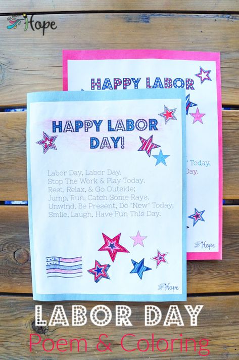 Labor Day Crafts, Kindergarten Poems, Daycare Lesson Plans, Small Poems, Teacher Craft, Thank You Letter, New Today, Happy Labor Day, Color Activities