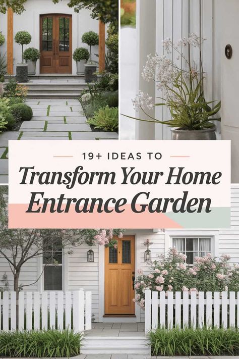 Create a beautiful entrance garden that welcomes everyone with charm and warmth. From colorful flowers to cozy seating areas these ideas will inspire you. Add garden lights a lovely pathway decorative pots and inviting benches to make your space an oasis that everyone will adore. Let your creativity shine! Entry Landscape Ideas, Front Entryway Ideas Exterior, Home Entrance Garden, Floral Entrance, Landscaping Around Patio, Beautiful Entrance, Entrance Garden, Front Door Entryway, Outdoor Entryway