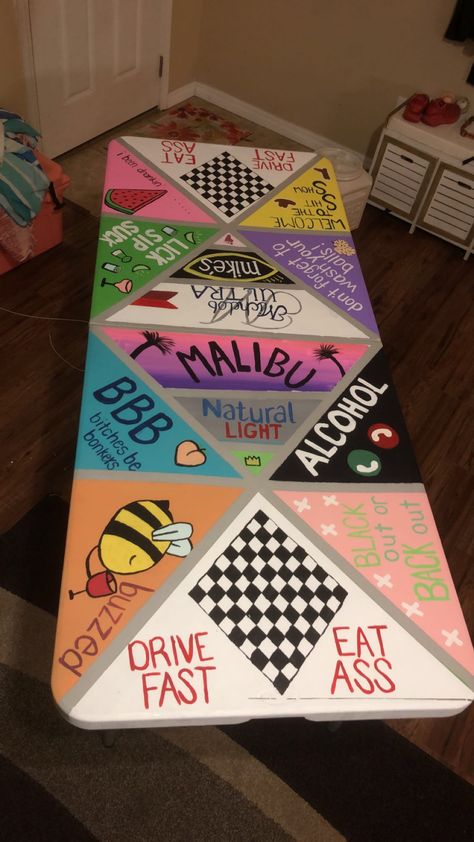 Beer Pong Tables Ideas Funny, Beer Pong Table Painted Ideas Funny, Pong Table Painted College Ideas, Beer Pong Table Painted Ideas Boys, Diy Beer Pong Table Designs, Diy Beer Pong Table Paint Ideas, Cup Pong Tables Painted, Pong Table Designs, Pong Table Painted