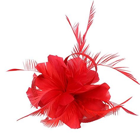 Hat Feathers, Flower Headband Wedding, Hair Accessories Red, Fascinator Hair, Wedding Hair Headband, Hat Clip, Tea Party Wedding, Feather Hair Clips, Hat Hair