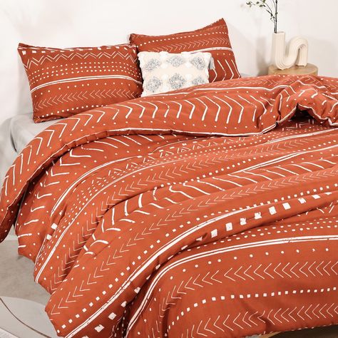 PRICES MAY VARY. 【QUEEN SIZE】Terracotta aztec bedding comforter sets measuring 90 inches x 90 inches with 2 pillowcases measuring 20 inches x 26 inches. 【SPECIAL STITCHING TECHNIQUE】Constructed using techniques that include better stitching. Bohemian folkloric Art geometric pattern terracotta aztec queen comforter is highly durable with high tensile strength, making tribal comforter set strong and less likely to rip or tear. 【WASH CARE】This aztec terracotta queen size comforter sets can be machi Aztec Bedding, Full Size Comforter Sets, Bohemian Bedding Sets, Comforter Sets Boho, Twin Size Comforter, Full Size Comforter, Full Comforter Sets, Queen Size Comforter Sets, Pattern Bedding