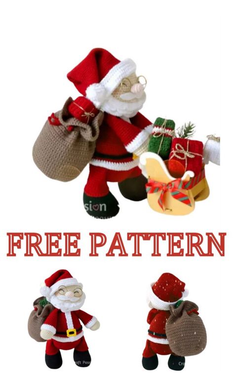 Amigurumi Santa Claus Free Pattern - Amigurumi Free Patterns Amigurumi Santa Claus, Amigurumi Santa, Diy Natal, Crochet Blanket Stitch Pattern, Holiday Crochet Patterns, Christmas Knitting Patterns Free, Holiday Cross Stitch Patterns, Crochet Christmas Ornaments Free, Christmas Crochet Patterns Free