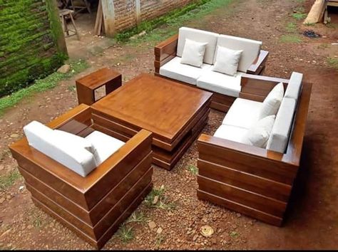 Home Door Design, Set Sofa, Porch Furniture, Outdoor Living Room, Wooden Sofa, Home Doors, Tv Room, Living Room Seating, Minimalist Living Room