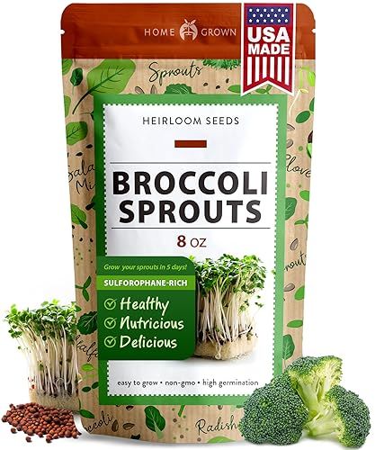 Broccoli Seeds for Sprouting or Microgreens | Heirloom & Non-GMO | High Germination Sprout Seeds | Nutritious Micro Greens Seeds - Broccoli Sprouts in 5 Days - Sulforaphane Rich Sprout Seeds, Micro Greens, Broccoli Seeds, Alfalfa Sprouts, Broccoli Sprouts, Sprouting Seeds, Home Grown, Heirloom Seeds, Planting Seeds