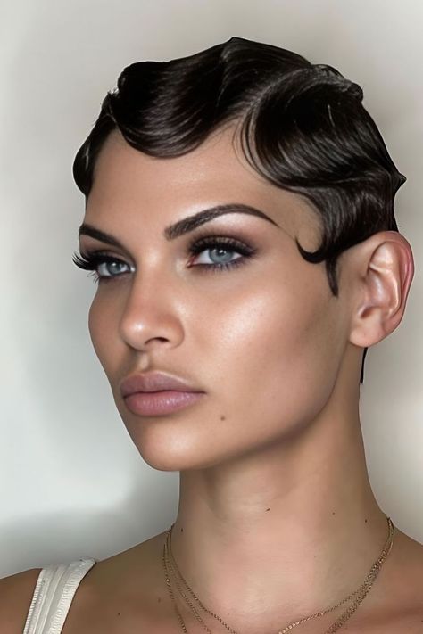 Ultra Sleek Finger Waves 1920s Hairstyle Fingerwaves And Pincurls, Pixie Hairstyles Finger Waves, Finger Waves Middle Part, 1920 Waves Hairstyles, Gel Waves Hairstyle, Finger Waves Short Hair Vintage Curls, Long Hair Finger Waves, 20s Finger Waves, 20s Hairstyles Short