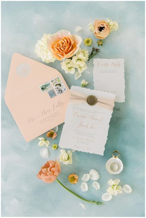 Peach Wedding Invitations, Pretty Stationery, Modern Stationery, Peaches And Cream, Cream Wedding, England Wedding, Peaches N Cream, Beautiful Wedding Invitations, Peach Wedding