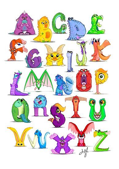 Bright and colorful Illustration of cute monster characters each forming a letter of the alphabet • Millions of unique designs by independent artists. Find your thing. Monster Alphabet, Activity Wall, Monster Quilt, Character Letters, Alphabet A, Animal Letters, Lettering Art, Monster Characters, Colorful Illustration