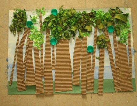 kindergarten recycle art | Mixed Media Earth Day Print | MPM School Supplies Blog Preschool Jungle, Rainforest Activities, Jungle Crafts, Forest Crafts, Classe D'art, Earth Day Crafts, Kid Friendly Crafts, Kindergarten Art, Recycled Art