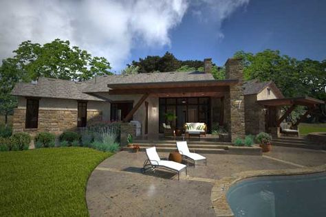 Modern House Plan - 3 Bedrooms, 3 Bath, 2352 Sq Ft Plan 61-199 Texas Hill Country Homes, Southwest House, 3 Bed House, European Plan, Large Open Kitchens, Hill Country Homes, Ranch House Plan, Ranch Style House Plans, Bed House