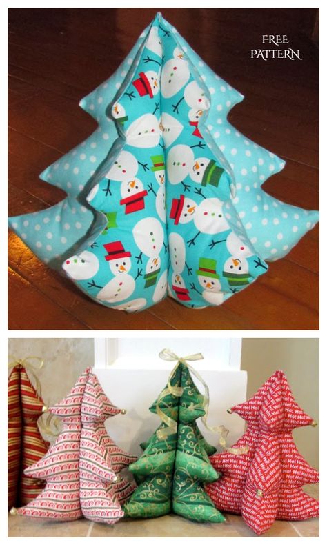 DIY 3D Stuffed Fabric Christmas Tree Free Sewing Patterns | Fabric Art DIY Christmas Pillow Patterns Free, Fabric Christmas Tree Patterns, Quilted Christmas Tree Pattern, Fabric Christmas Tree Template, Sewing Crafts Christmas, Christmas Tree Sewing Pattern Free, Christmas Tree Sewing Pattern, Felt Christmas Patterns Free, Diy Sewn Christmas Gifts