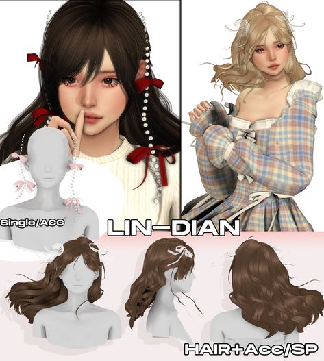 Sims 4 Lin Dian, Sims Patreon Hair, Lin Dian Sims 4 Cc, Pretty Sims, Ts4 Mods, Sims 4 Anime, Pelo Sims, Sims 4 Cc Skin, Free Sims