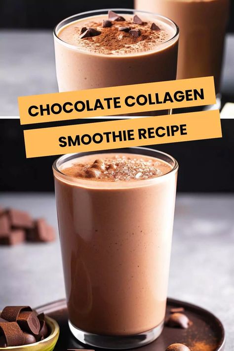 Chocolate Collagen Smoothie Recipe – Hungarian Chef Collagen Smoothie, Collagen Recipes, Liquid Stevia, Chocolate Protein Powder, Collagen Powder, Banana Slice, Diet Foods, Chocolate Protein, Healthy Chocolate