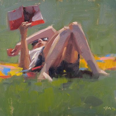 A Good Day to Read Carol Marine, Kim English, Marine Paint, Marine Painting, Reading Art, Daily Painting, Fine Art Gallery, Original Fine Art, Figure Painting