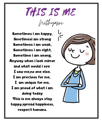 THIS POEM IS ABOUT ME HOW I MOTIVATE MYSELF OR HOW I MAKE MYSELF HAPPY I AM POSTING POEMS TO MAKE YOU ALL GUYS MOTIVATED .YOU CAN ALSO FOLLOW ME ON BLOGGER { ammucraftypoems} Rhyming Poems About Myself, All About Myself Activities, How To Make Myself Happy, All About Me Poem, Quotes On Myself, About Myself Quotes, Myself Poem, Simple Poems For Kids, About Me Essay