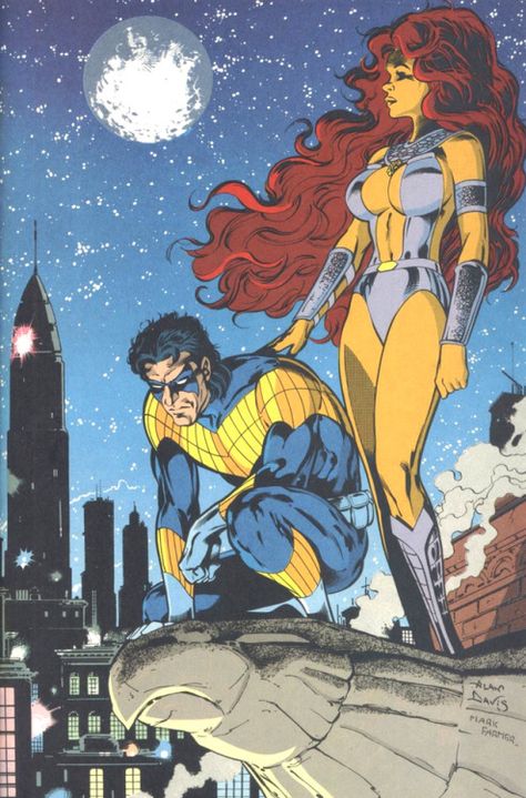 Nightwing and Starfire by Alan Davis Starfire Comics, Starfire Dc, The New Teen Titans, Nightwing And Starfire, Best Comic Books, Comic Book Panels, Arte Dc Comics, Detective Comics, Dc Comics Art