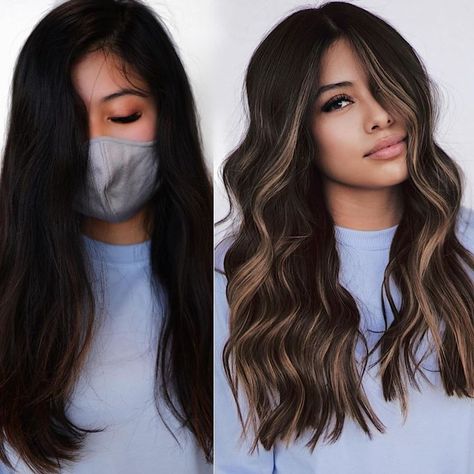 Summer Burnett Balayage, Black Hair Balayage, Money Piece, Balayage Hair Dark, Dark Hair With Highlights, Brown Hair Balayage, Brown Balayage, Edgy Hair, Brown Hair With Highlights