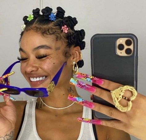 “Bantu knots💆🏾‍♀️✨” Bantu Knots, A Woman, Nails, Hair