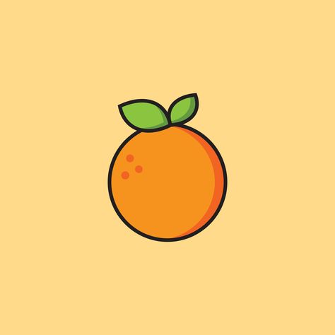 Cute and simple orange icon on orange background. Flat design illustration by Ennbe #orange#orangeicon#fruit#fruity#citrus#refreshing#oj#orangejuice#round#fresh#icon#minimal#simple#orangeaesthetic#flatdesignillustration#illustration Fruit Simple Drawing, Orange Cute Drawing, Orange Simple Drawing, Simple Orange Drawing, Tangerine Tattoo Small, Fruit Icon Aesthetic, Orange Illustration Fruit, Orange Kawaii Aesthetic, Simple Fruit Drawings