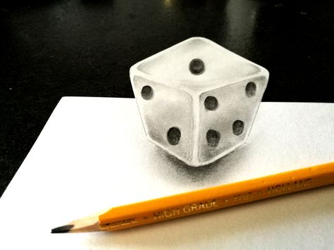 3D drawing Dice with graphite pencil by Lineke Kids Pencil Sketching, 3d Drawings, Sanya, Graphite Pencils, Pencil Sketch, Art Class, Art Classes, Pencil, Drawings