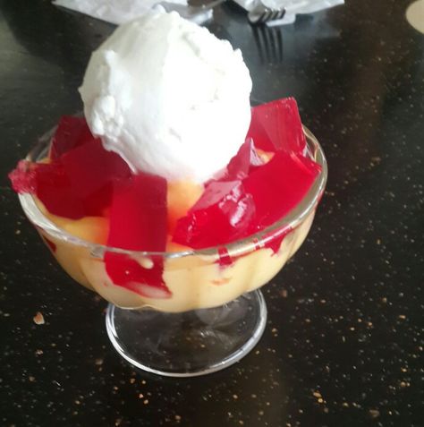 Fruit custard, jelly and ice cream Fruit Custard, Custard, Jelly, Ice Cream, Fruit, Cream, Quick Saves