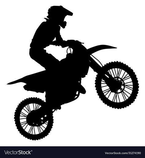 Motocross Silhouette, Vector Silhouette, Motocross Vector, Disney Tattoos Quotes, 6th Birthday Boys, Cross Silhouette, Dirt Bike Party, Pencil Sketch Images, Fox Logo