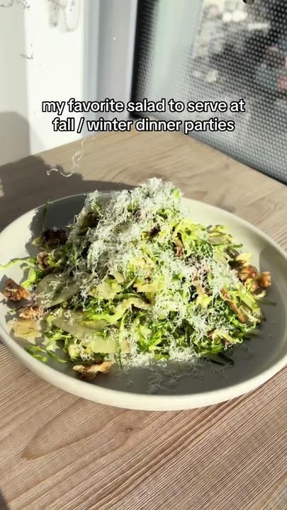 is it brussel sprouts or brussels sprouts 🤔 | wishbonekitchen | TikTok Spring Dinner Party Recipes, Dinner Party Salad, Dinner Party Menu Ideas, Party Menu Ideas, Party Salad, Winter Pasta, Winter Lunch, Winter Dinner Party, Lunch Party