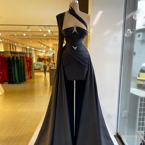 New Black Couture Evening Gown Never Used Custom Made Prom Dress, Prom Dresses Formal, Black Dress With Sleeves, Black Prom, Prom Dress Inspiration, Black Short Dress, Black Prom Dresses, Glam Dresses, Dresses Formal