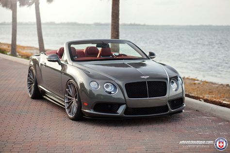 Bentley Continental GTC V8 S adds aggressiveness to an already very stylish appearance thanks to HRE wheels. Bentley Auto, Bentley Convertible, Bentley Continental Gtc, Luxe Auto's, Performance Wheels, Future Cars, Convertible Car, Bentley Car, Continental Gt