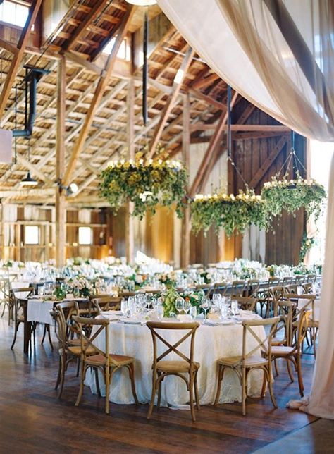 Rustic Barn Wedding Reception, Barn Wedding Reception, Floral Chandelier, Rustic Barn Wedding, Greenery Wedding, Rustic Barn, Romantic Weddings, Wedding Reception Decorations, Reception Decorations