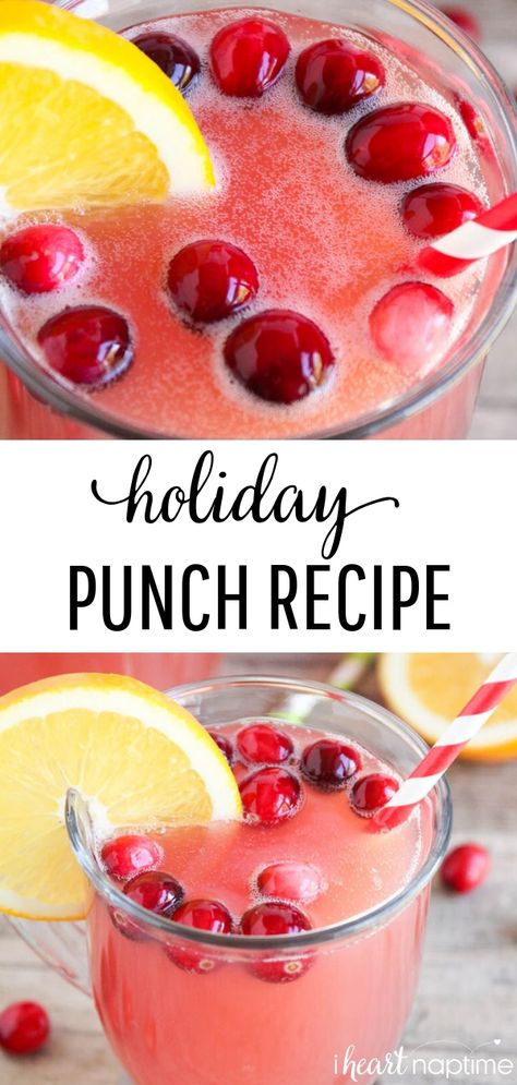 Simple Holiday Punch Recipe - Made with pineapple, cranberry and orange juice! Easy to make and such a delicious combination! #punchrecipes #drinks #holiday #holidayrecipes #christmas #christmasrecipes #cranberries #easy #easyrecipe #parties #entertaining #recipe #iheartnaptime Cranberry Orange Pineapple Punch, Pineapple Cranberry Punch, Cranberry Pineapple Orange Juice Punch, Holiday Adult Drinks, Cranberry Punch Recipes, Cranberry Pineapple Punch, Cranberry Holiday Punch, Easy Holiday Punch, Xmas Punch