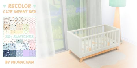 Sims 4 Infant Crib Recolor, Infants Cc, Infant Cc, Infant Bed, Twin Cribs, Aquascape Ideas, Sims 4 Beds, Sims Download, Twin Nursery