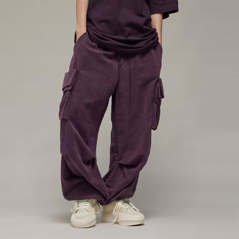 adidas Shop the Y-3 Cuffed Cargo Pants - Purple at adidas.com/us! See all the styles and colors of Y-3 Cuffed Cargo Pants - Purple at the official adidas online shop. Baggy Suit Pants, Cuffed Cargo Pants, Swag Fits, Purple Adidas, Cargo Pants Outfit, Casual Bottoms, Adidas Shop, Women Lifestyle, Adidas Pants