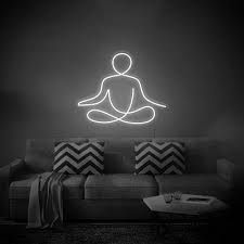 Yoga - Led Neon Sign, Wall Decor, Lights, Meditation Art - Yahoo Shopping Movie Themed Rooms, Pose Sitting, Neon Sign Wall, Line Abstract, Neon Sign Art, Yoga Decor, Neon Sign Bedroom, Meditation Art, Sign Wall Decor