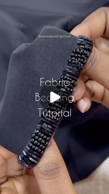 Beads Design On Clothes, Beaded Fabric Embroidery, Fabric Beading Patterns, Beading On Clothes Tutorials, Bead Embellishment On Fabric, Adding Beads To Clothes, Beading Embroidery On Fabric Tutorials, How To Do Beading On Fabric, Beading Tutorials On Fabric