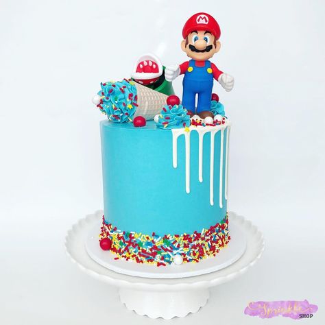 Gamer Cake, Mario Birthday Cake, Mario Bros Cake, Super Mario Cake, Super Mario Bros Birthday Party, Mario Cake, Mario Bros Birthday, Ice Cream Cupcakes, Super Mario Birthday Party