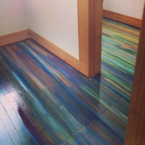 I painted an old wood floor covered in old varnish with acrylic paint on a rag, and then covered in a satin urethane. Wood Floors Ideas, Acrylic Floor, Floors Ideas, Old Wood Floors, Painting Old, Decoration Inspiration, Dream House Interior, House Room, Dream Rooms