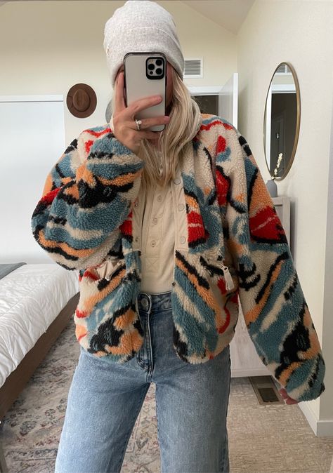 Hit The Slopes Printed Fleece … curated on LTK Free People Hit The Slopes Jacket Outfit, How To Style Fleece Jacket, Free People Fleece Jacket, Patterned Fleece Jacket, Printed Fleece Jacket, Cute Fleece Jacket, Hit The Slopes Fleece Jacket Outfit, Free People Hit The Slopes Jacket, Winter Colorful Outfits