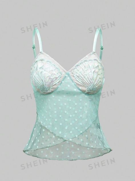 ROMWE Fairycore Women's Color-Block Seashell Embroidery Sheer Camisole Top for Sale Australia| New Collection Online| SHEIN Australia Cheap Women's Y2k Camisole, Summer Coquette Chemise Camisole, Summer Coquette Camisole Chemise, Summer Beach Camisole With Bra-friendly Design, Romwe Fairycore, Seashell Embroidery, Summer Coquette Camisole Top, Sheer Camisole, Mermaid Summer