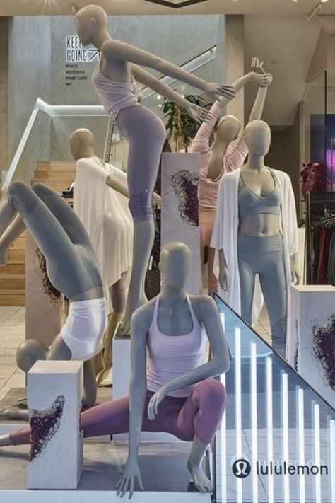 Lingerie Stores, Lululemon Store, Store Mannequins, Mannequin For Sale, Fashion Mannequin, Display Mannequins, Clothing Store Design, Visual Merchandising Displays, Window Display Design