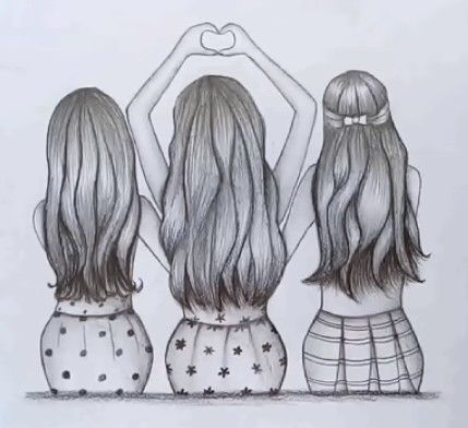 Best Friend Drawing Sketches, Best Friends Drawing, Best Friend Sketches, Friends Drawing, Friends Sketch, Pencil Drawings Of Girls, Best Friend Drawings, Bff Drawings, Pencil Sketch Images