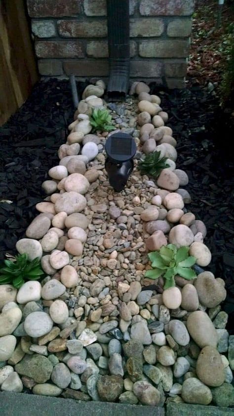 Dry River, Southern Garden, Wooden Porch, Creek Bed, Drain Pipe, Rock Garden Landscaping, Garden Yard Ideas, Landscaping With Rocks, Lawn And Garden